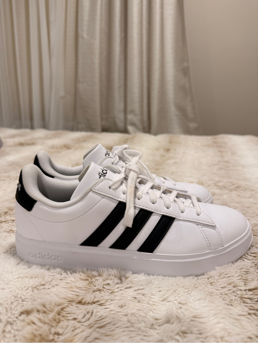 adidas White Sneakers with Black Stripes